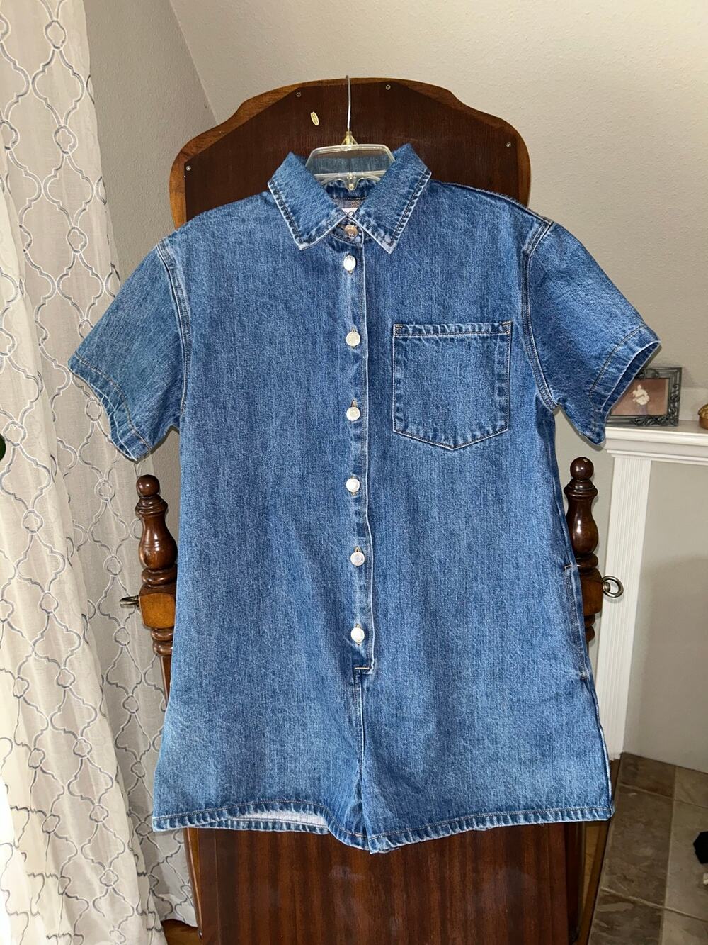 Parke Short Sleeve Denim Romper size medium